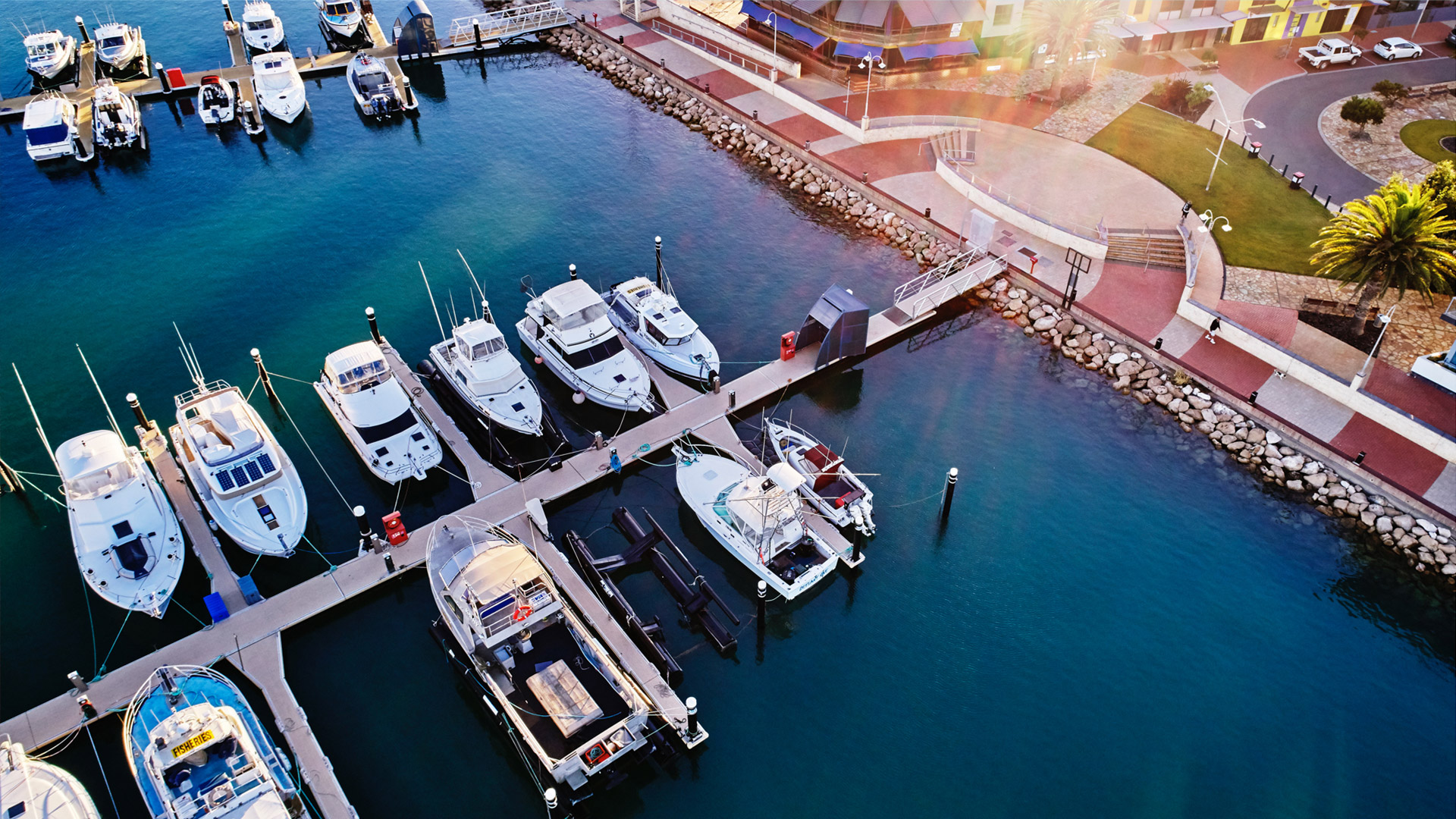 Boats docked at foreshore in geraldton 